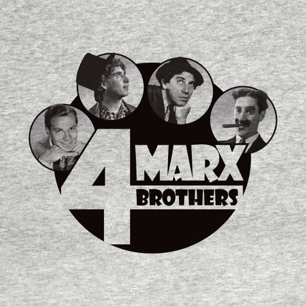 The 4 Marx Brothers at Paramount monotone version by SpruceTavern